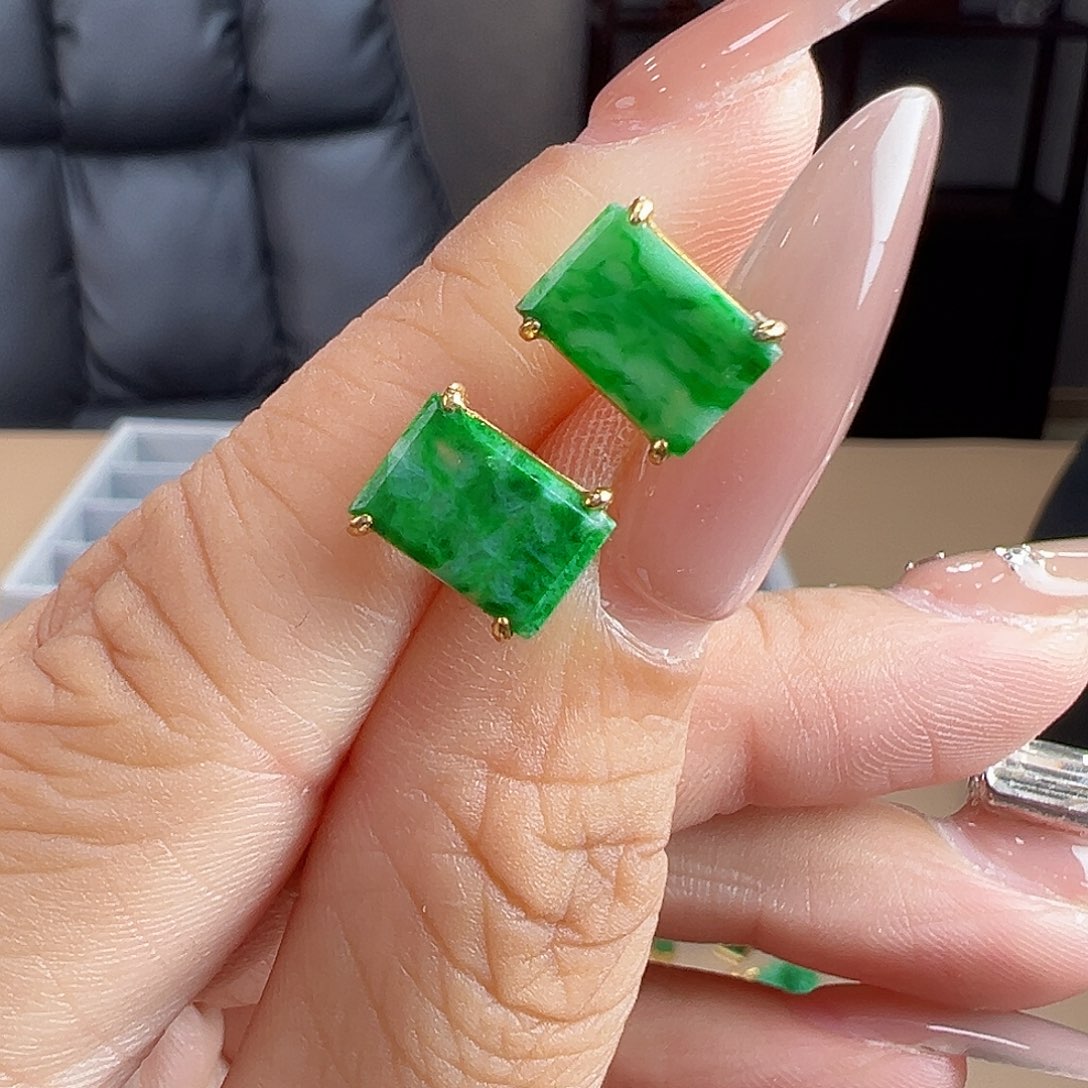 银S925镶嵌翡翠耳饰耳饰58