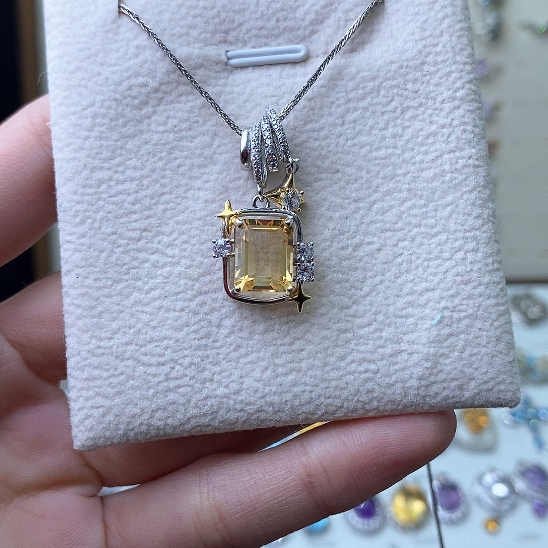 黄晶吊坠(不含链)银S925镶嵌（需要证书备注）