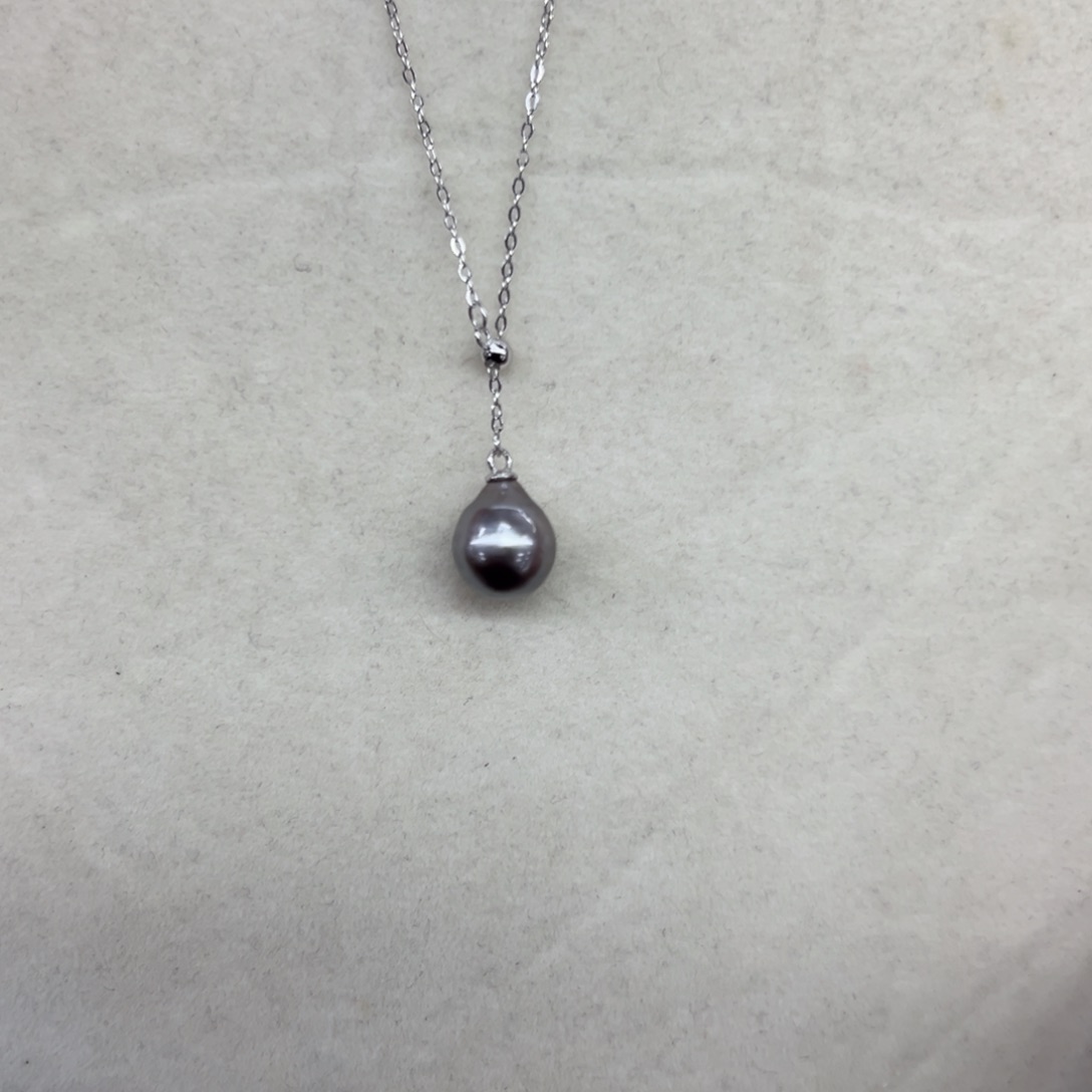 银S925镶嵌套链海水珍珠10-11mm海水大溪地y字链