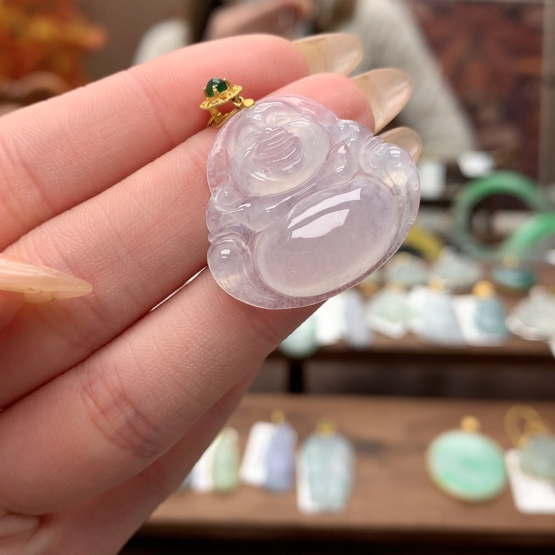 翡翠吊坠(不含链)18K金镶嵌