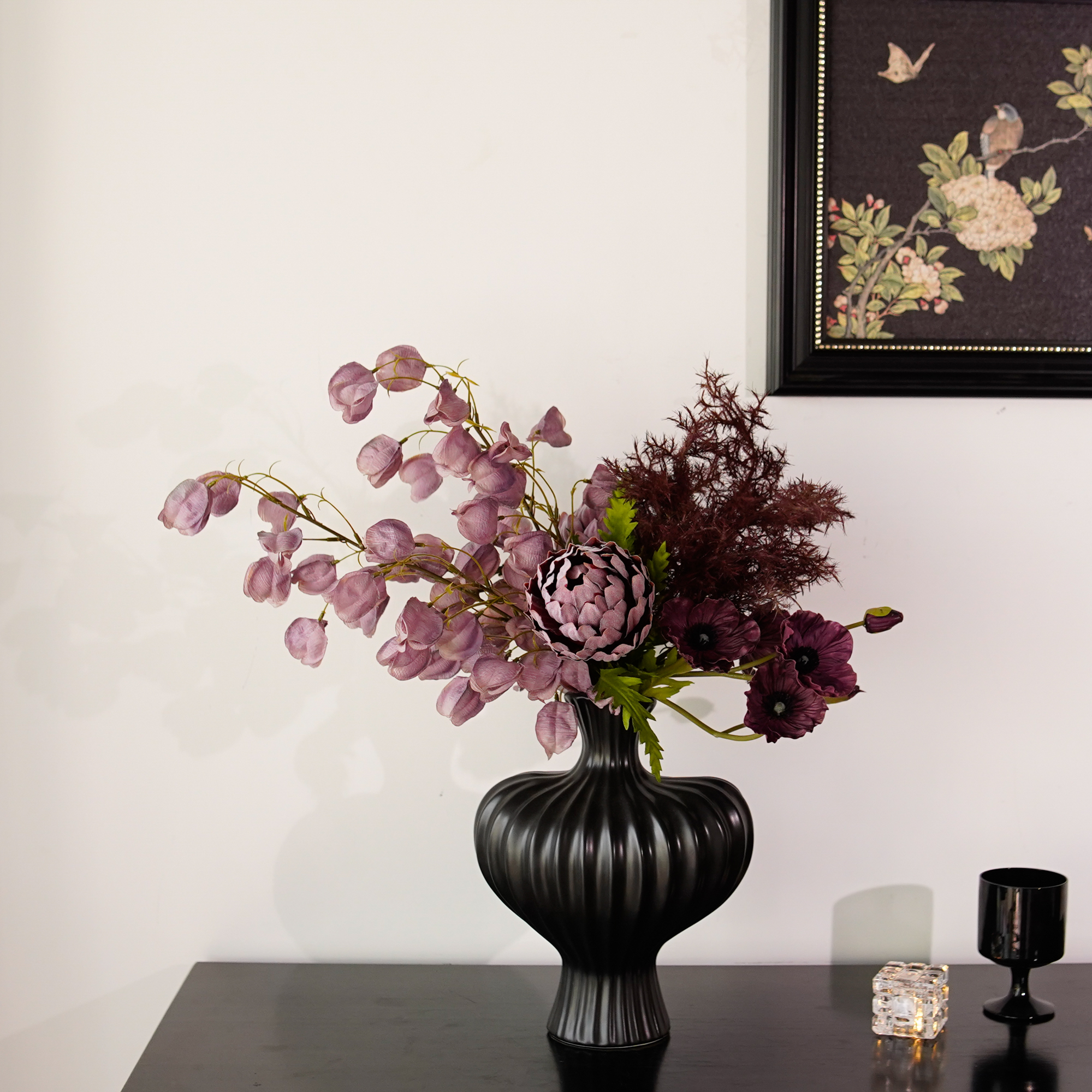 花屿星河|设计 仿真花帝王花栾树果绣球玄关装饰温馨氛围感定制