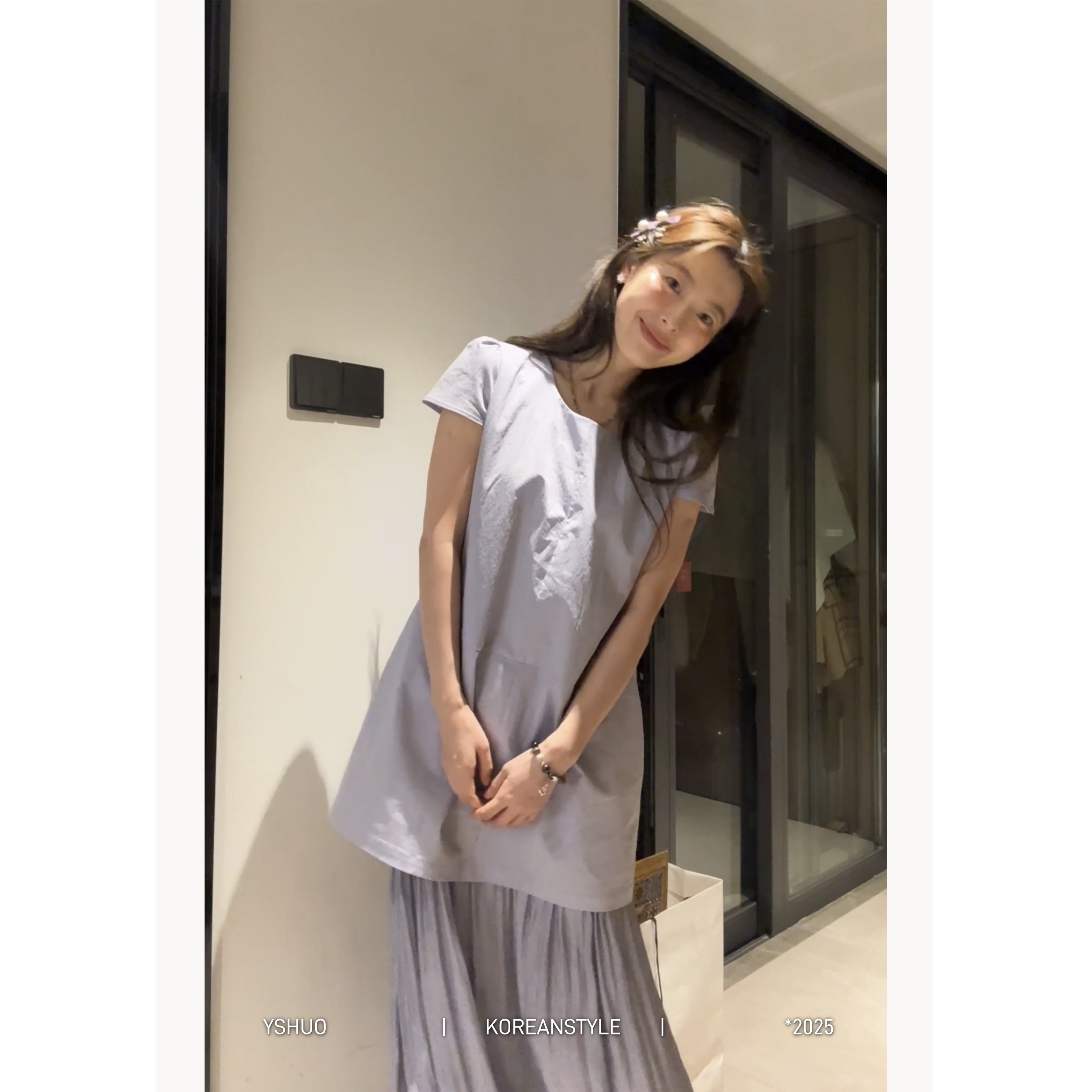 【温柔欧若拉】设计下摆拼接假两件无袖背心气质连衣裙 6965