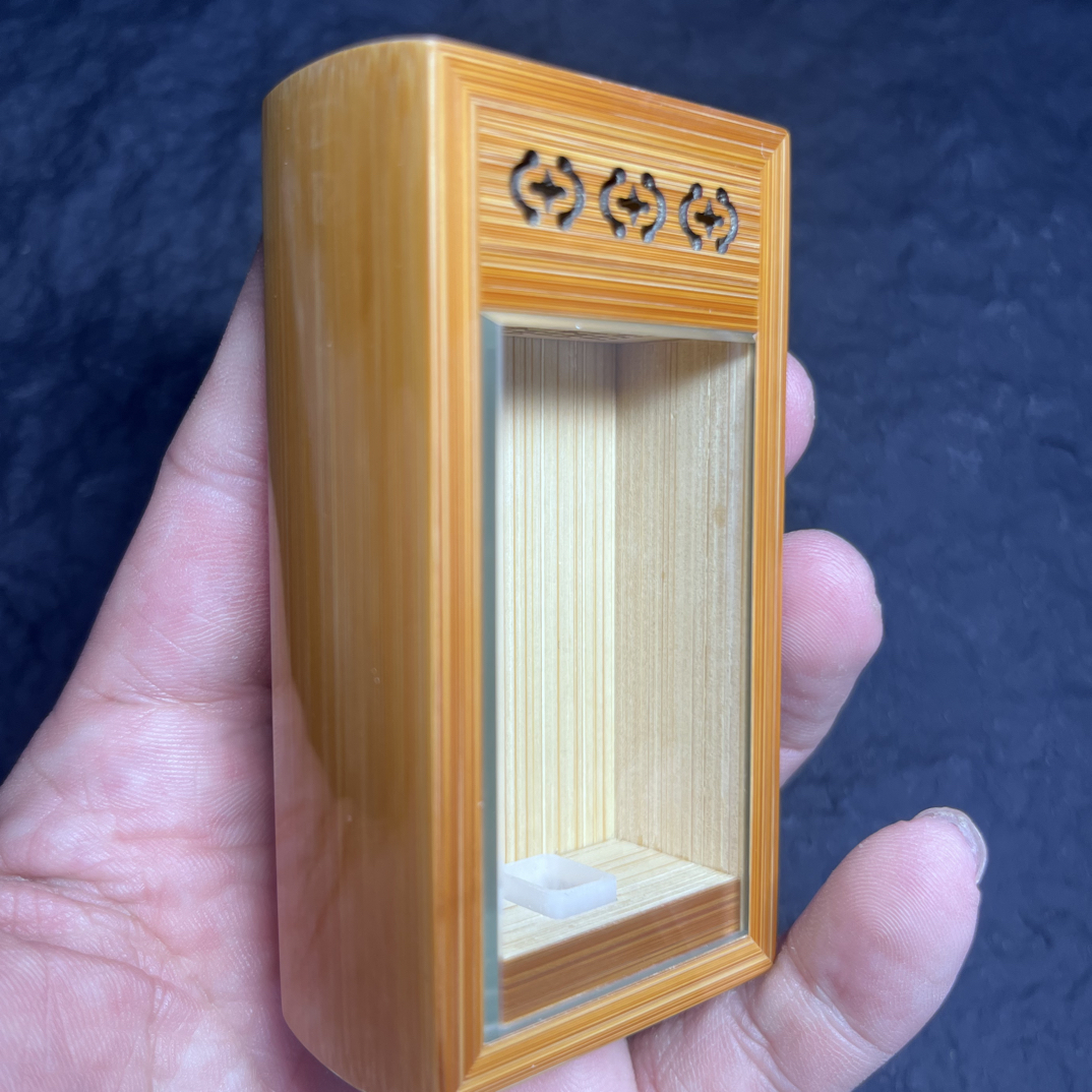 纯手工精工制作榫卯结构老玉竹长方形竹蛉鸣虫盒