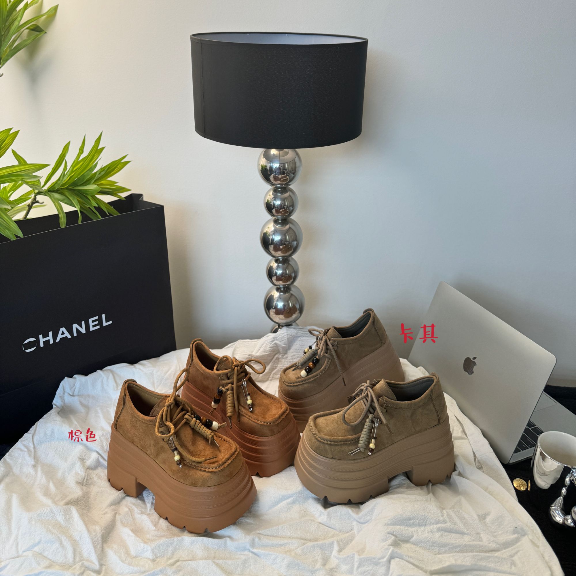 闺蜜家~勃肯鞋女2025新款秋季真皮厚底增高乐福鞋复古软底