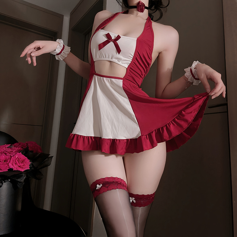 【奢睡款】镂空背心新款可爱制服内衣性感激情套装衣服女蕾丝纯欲