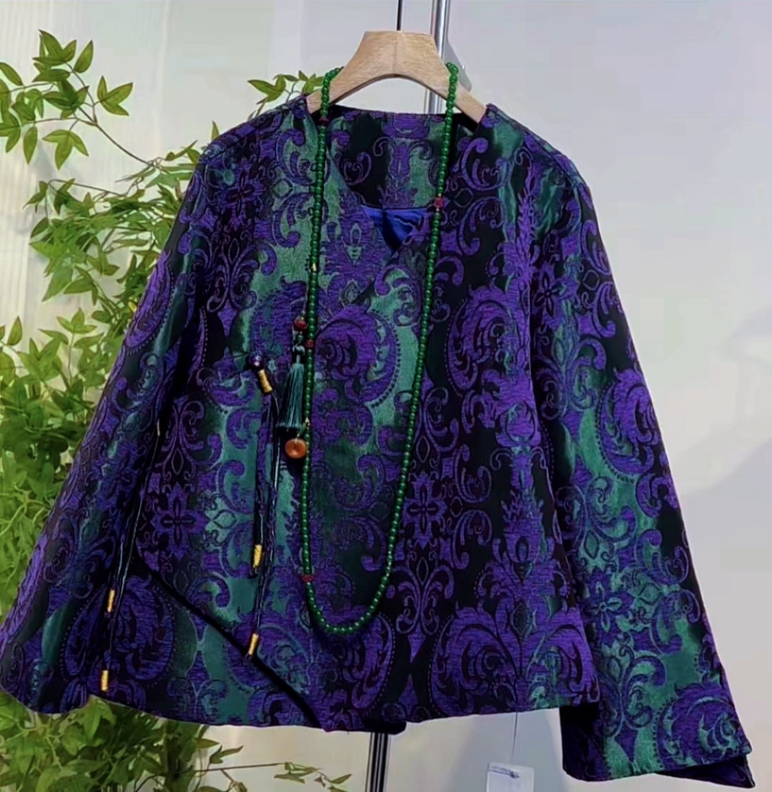 新中式国风斜襟复古加棉上衣秋冬厚款高货［出口料］