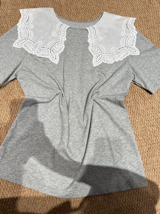 翻领不褪色蕾丝娃娃领打底韩版短袖拼接T恤百搭15