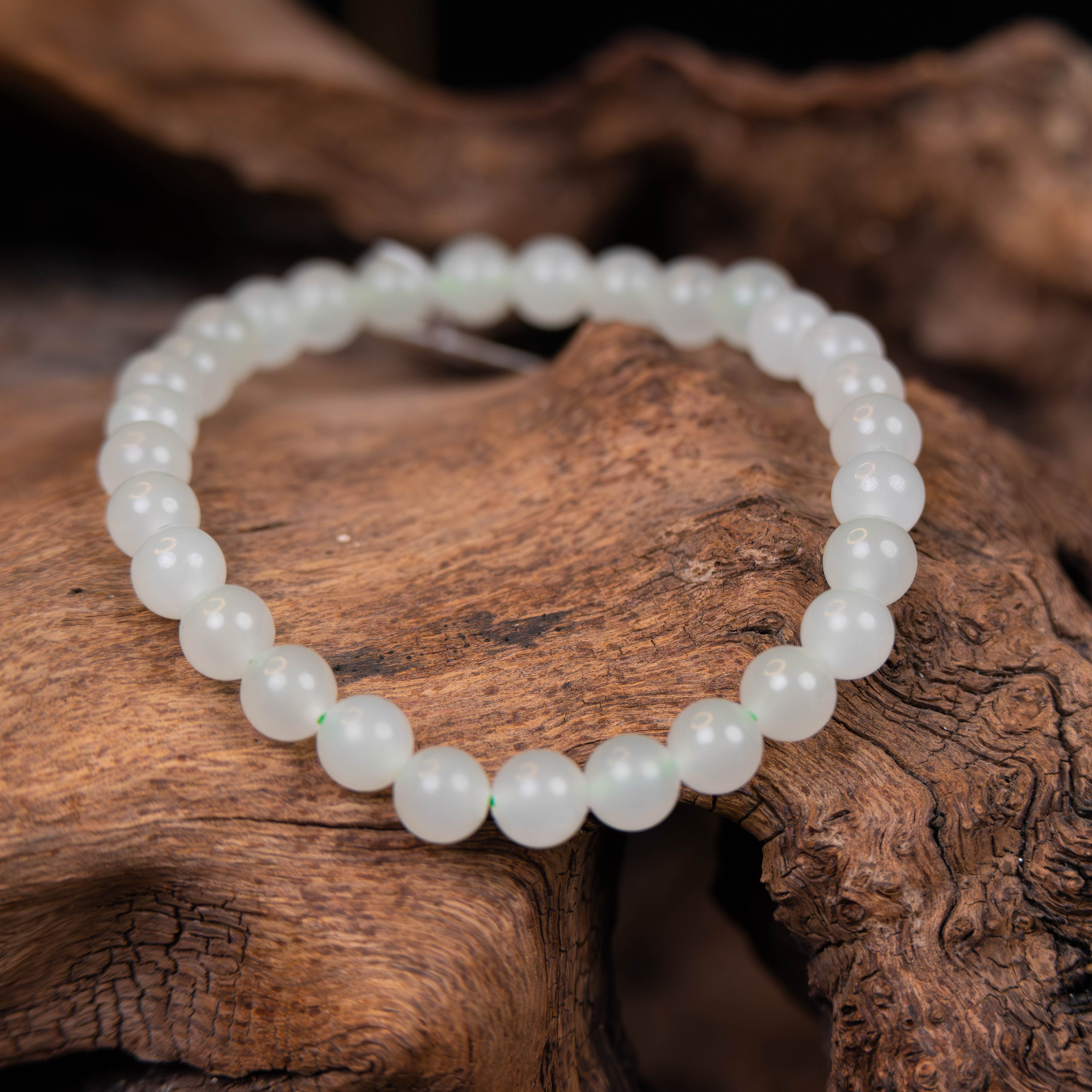 和田玉浅晴水素圈圆珠手串0.6轻奢单圈百搭精美玉手串