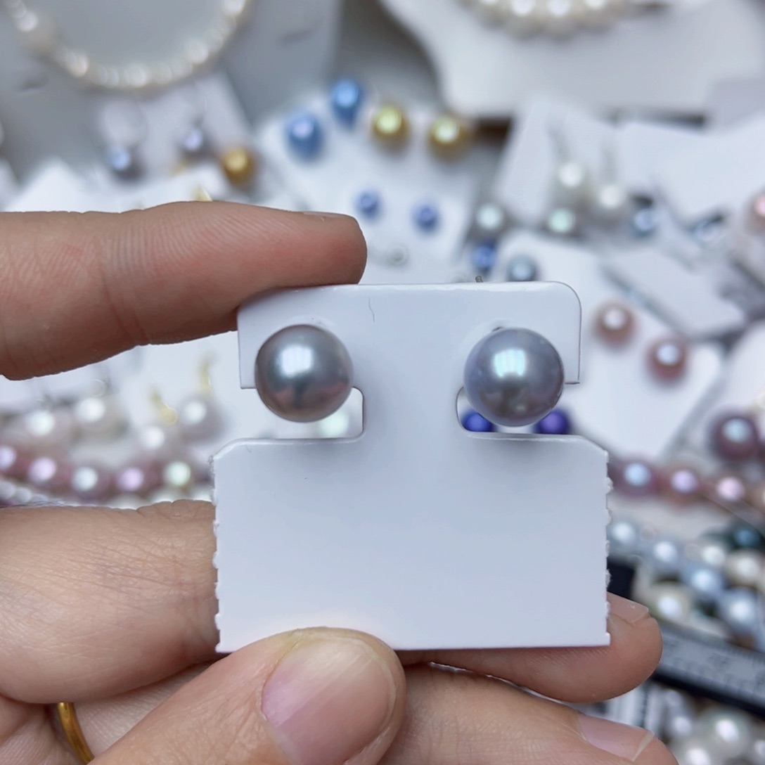 淡水珍珠耳饰银S925镶嵌