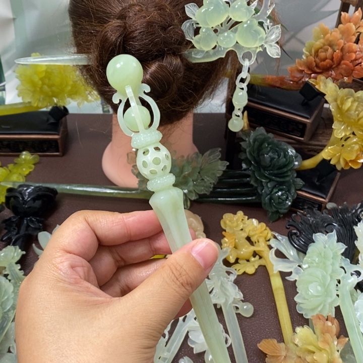蛇纹石玉发饰未镶嵌