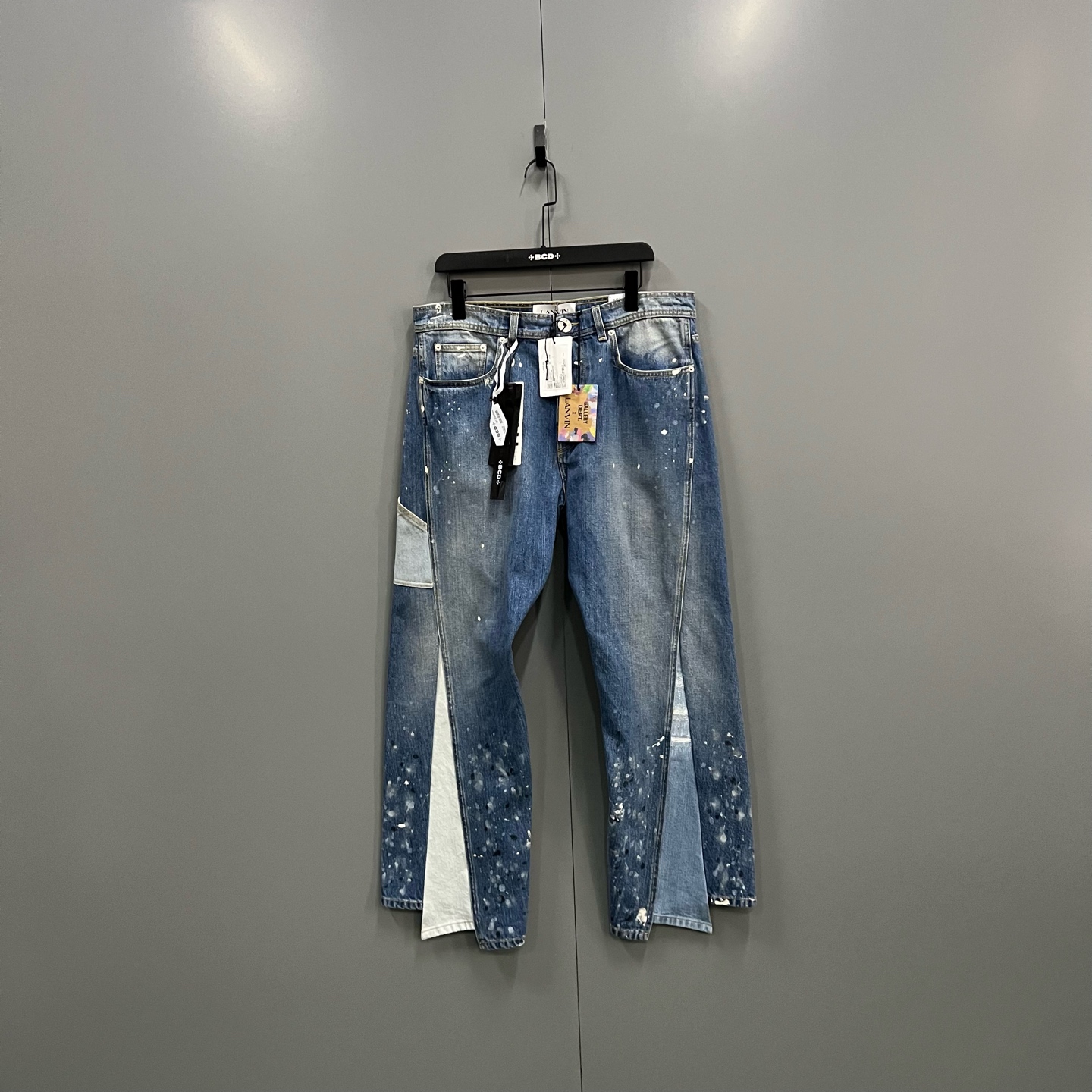 未使用 LANVIN jp  浪凡 不规则泼墨牛仔裤 33码 016936