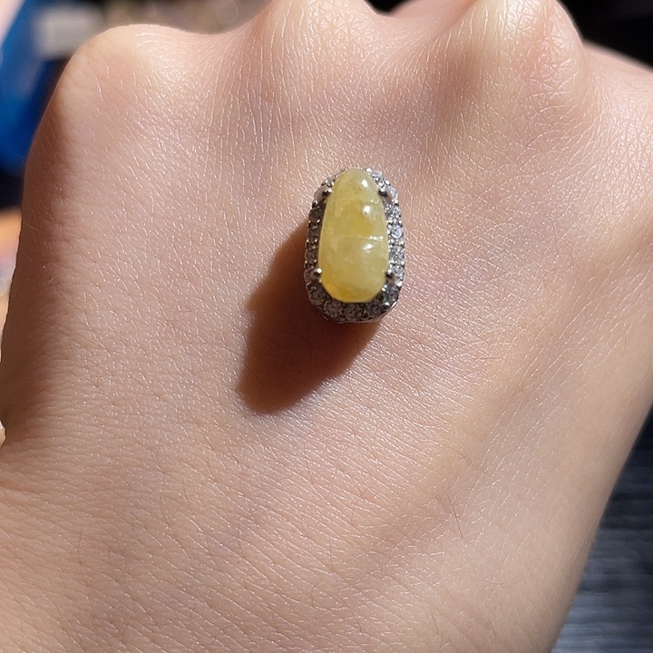 翡翠足铂镶嵌颈饰翡翠