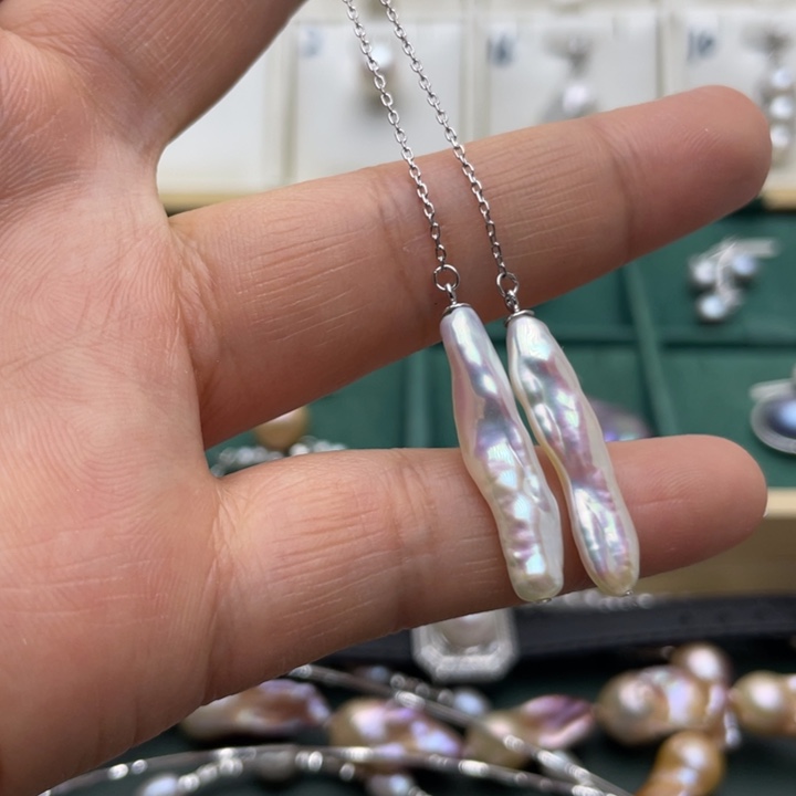 淡水珍珠耳饰银S925镶嵌