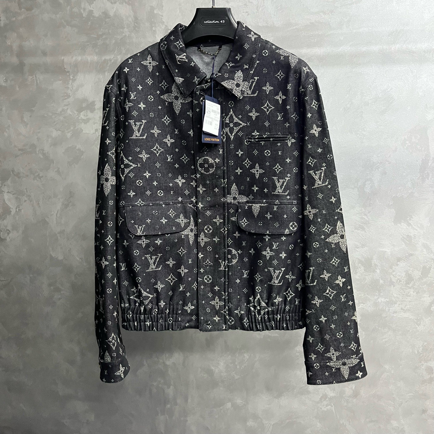 louis vuitton黑色满天星爆裂花Logo满印单排扣夹克外套/54/56