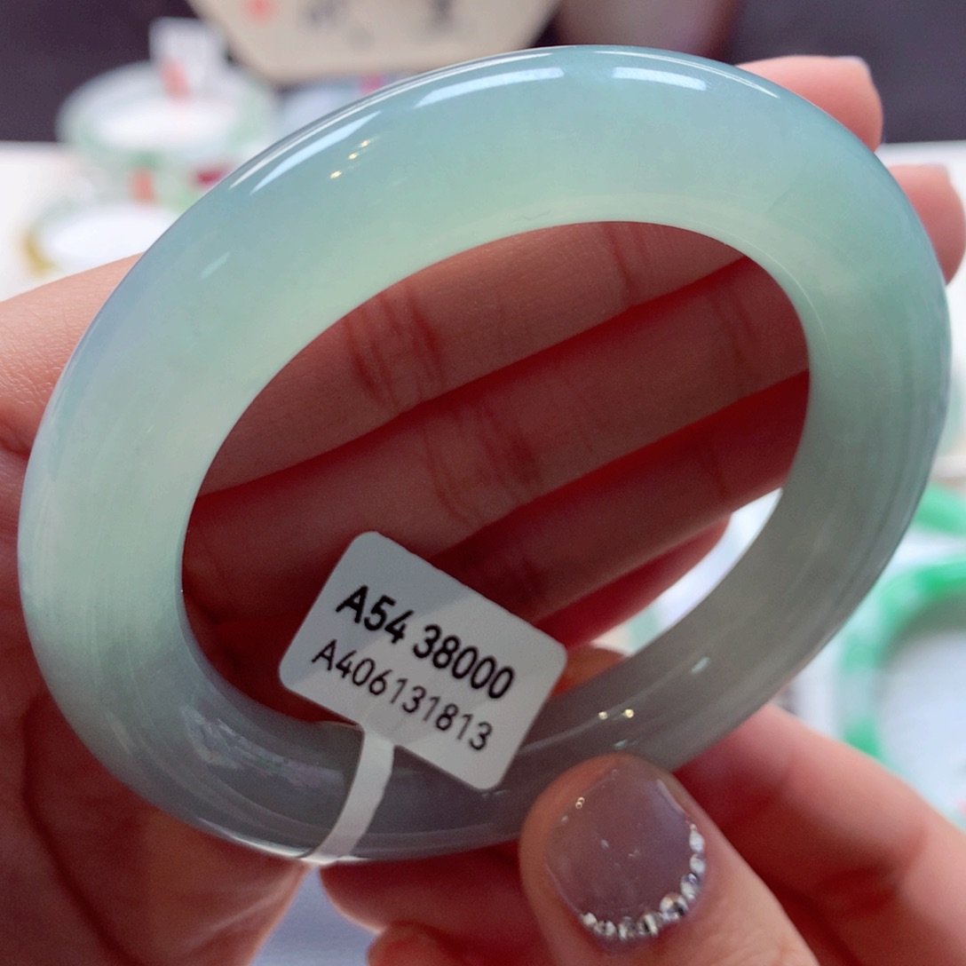 翡翠手镯未镶嵌41圆条77