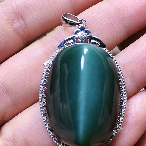 和田玉戒指银S925镶嵌