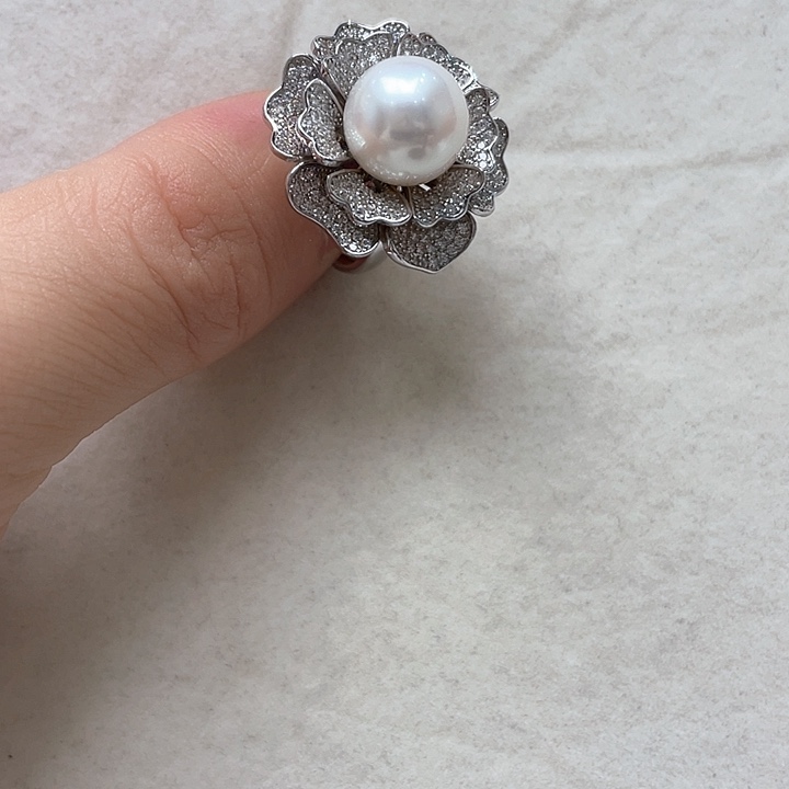 海水珍珠戒指银S925镶嵌