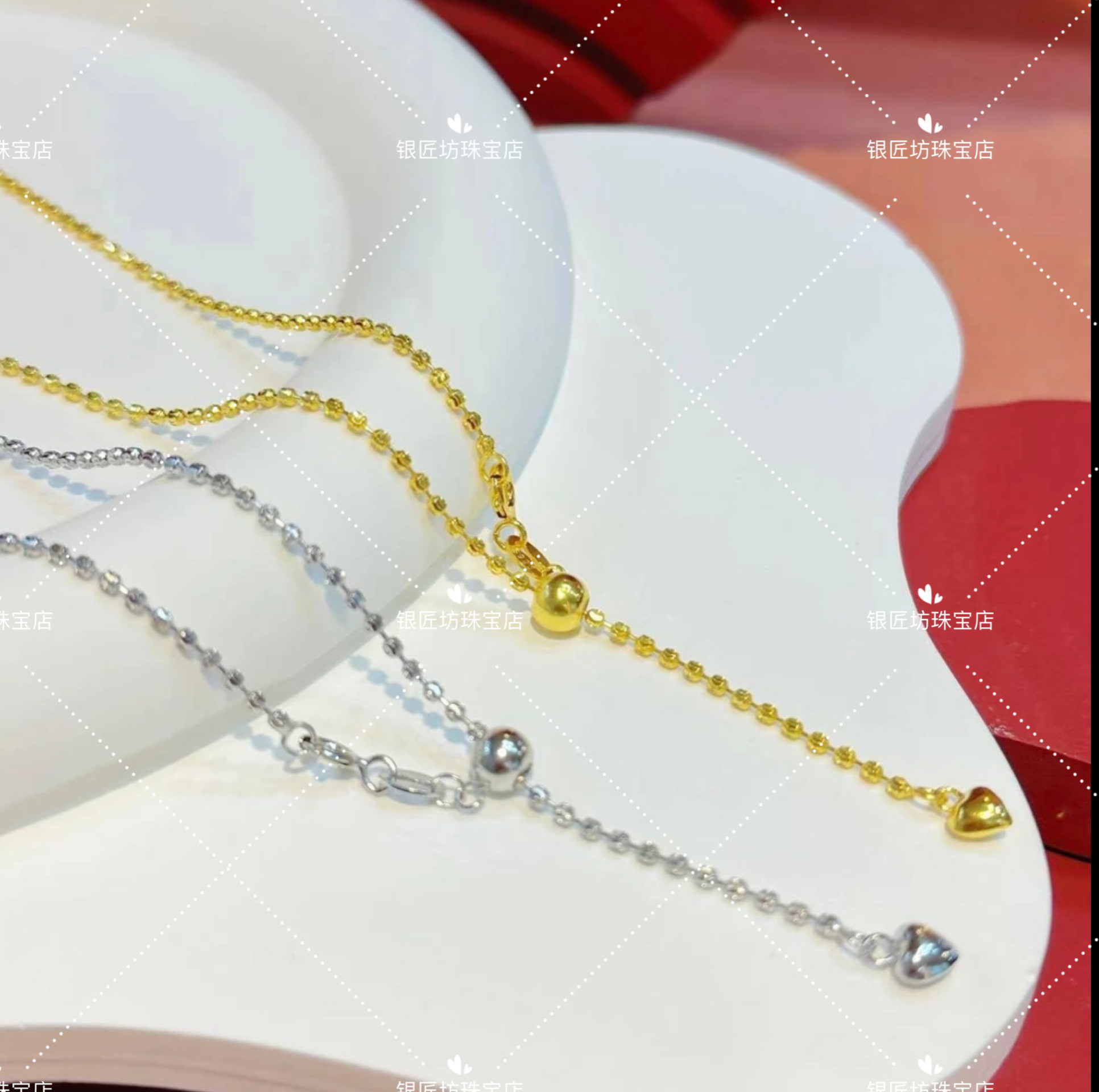 链子925银 S925纯银【双闪珠意大利进口工艺链】可抽拉调节万能链