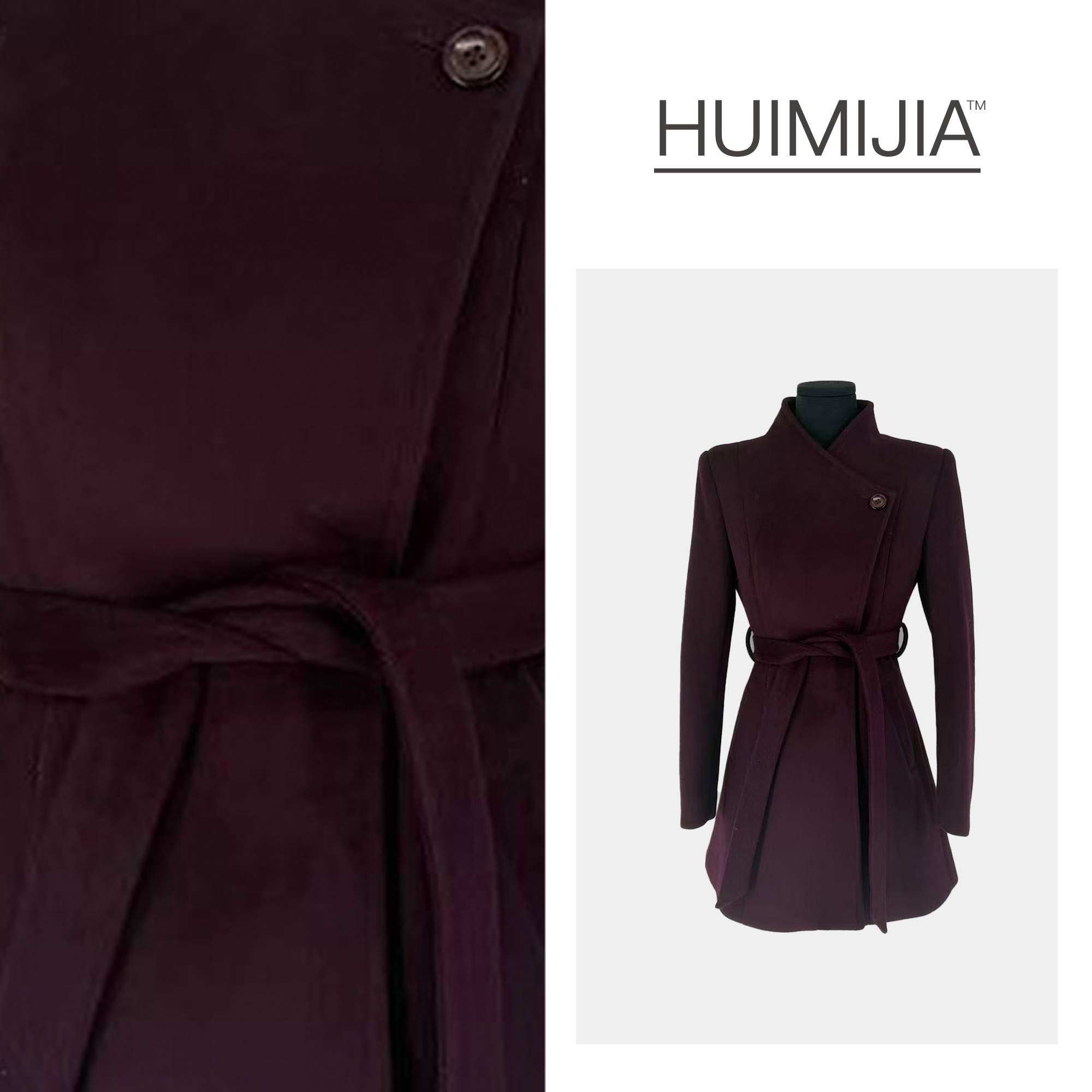 【冬季新款】轻奢原创紫色收腰短款加棉款毛呢大衣【Q25981】