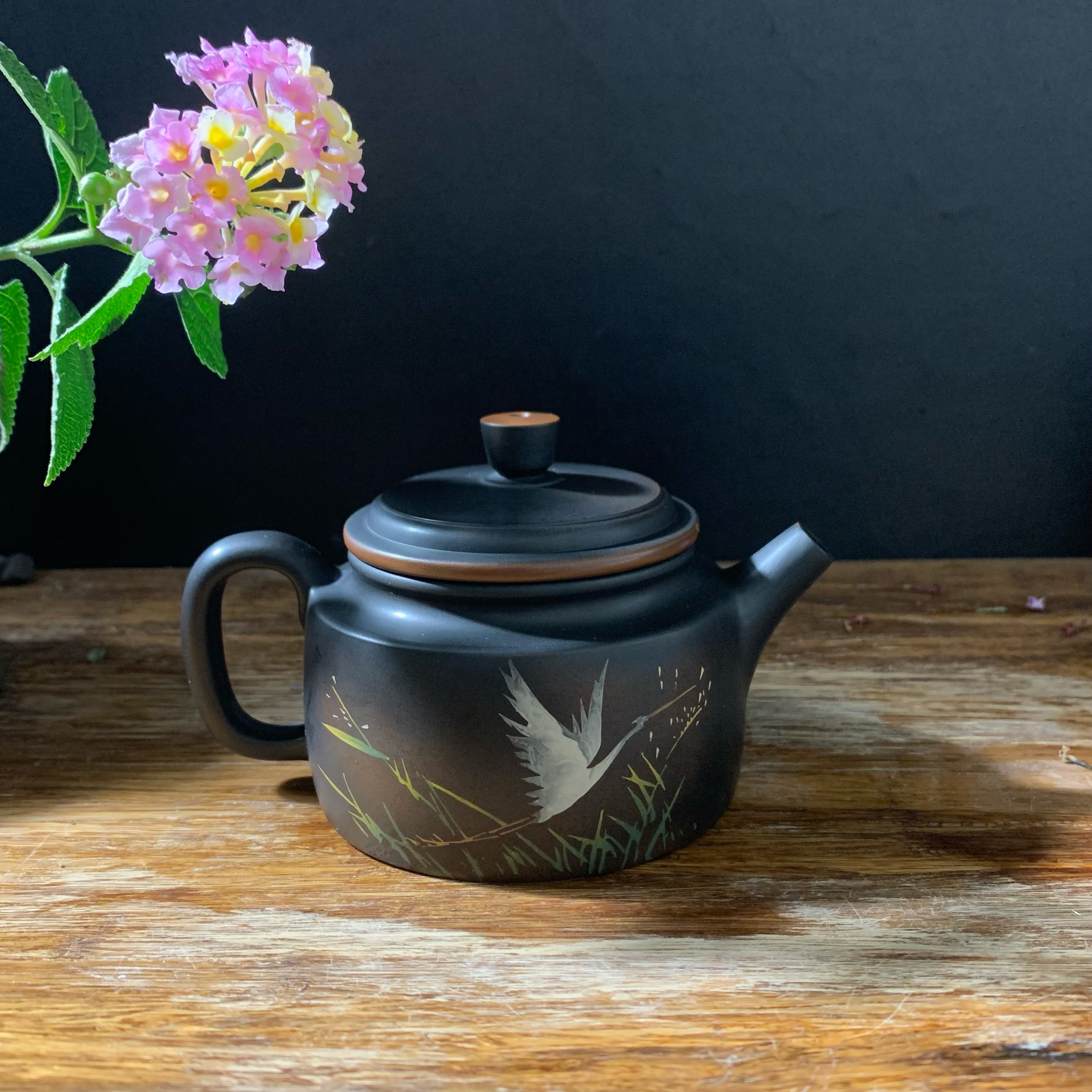 云南建水紫陶茶壶祥瑞仙鹤青云直上德中壶彩填陶瓷壶家用功夫茶壶