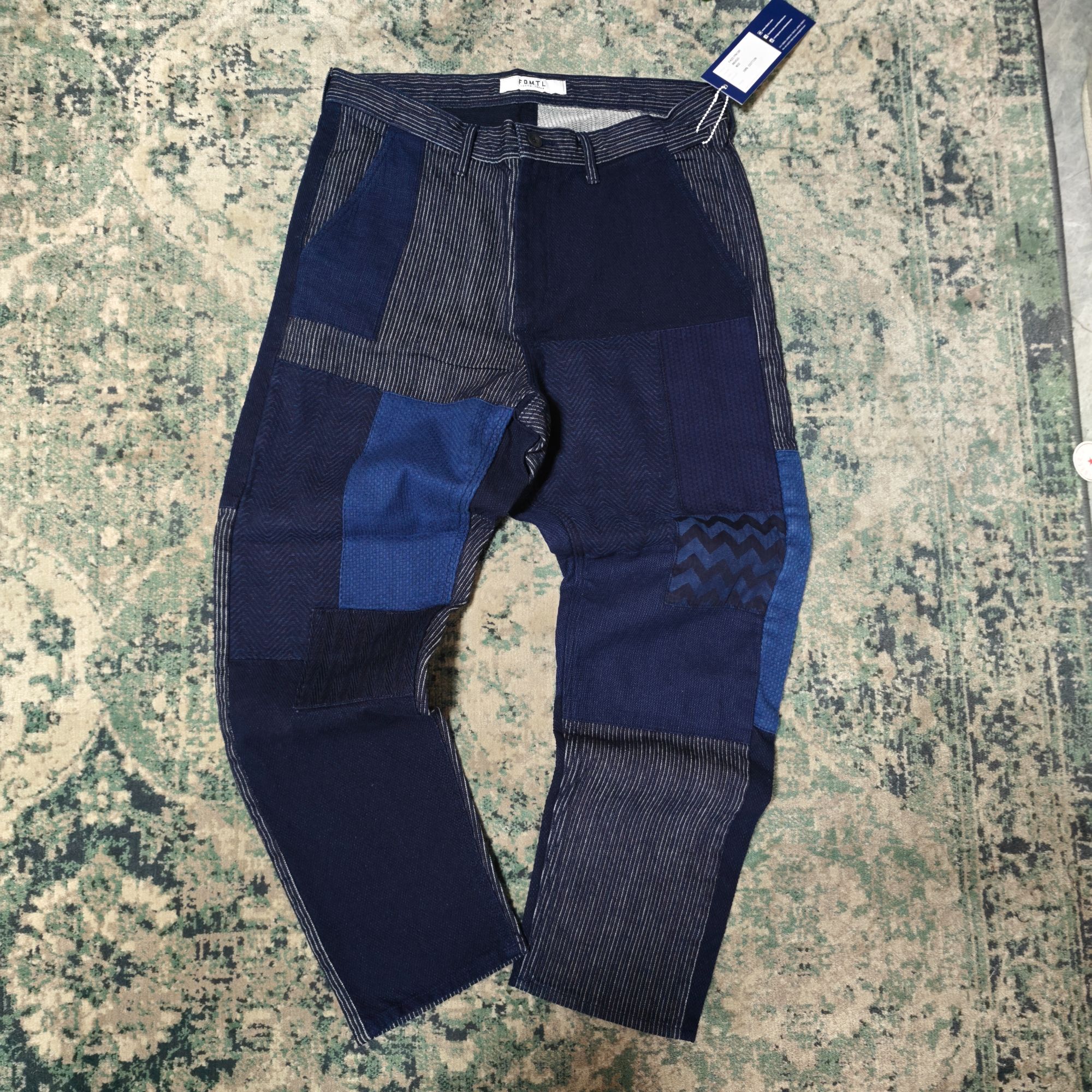 FDMTL 色块拼接重磅休闲裤 男女同款 靛蓝色