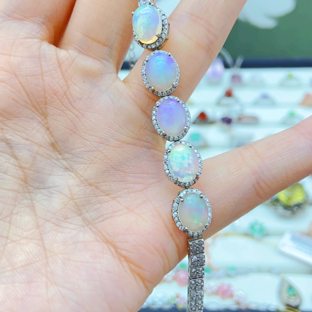 银S925镶嵌欧泊手链