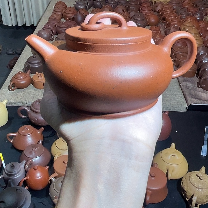 R***i茶壶紫砂老朱泥圈纽壶
