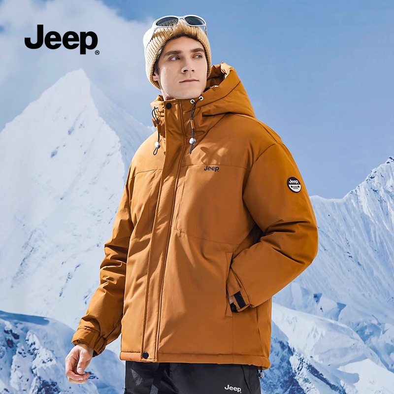 Jeep吉普90白鸭绒棉服男春秋冬季新款男士棉衣外套休闲防寒羽绒服