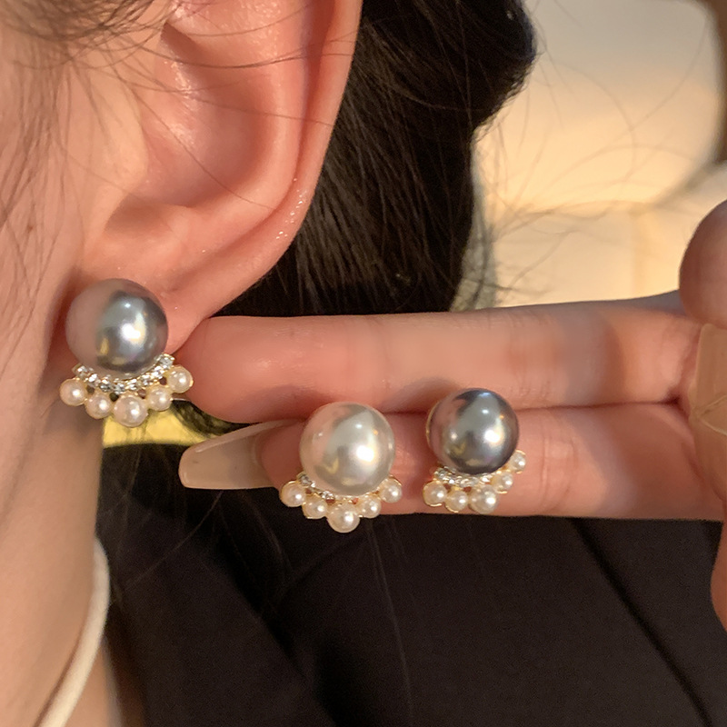铜合金耳饰 小香风珍珠耳钉女轻奢小众高级感耳环温柔气质耳饰12