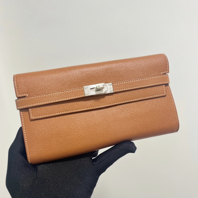 95新 Hermes/爱马仕 爱马仕金棕色kelly钱包 25030143-01