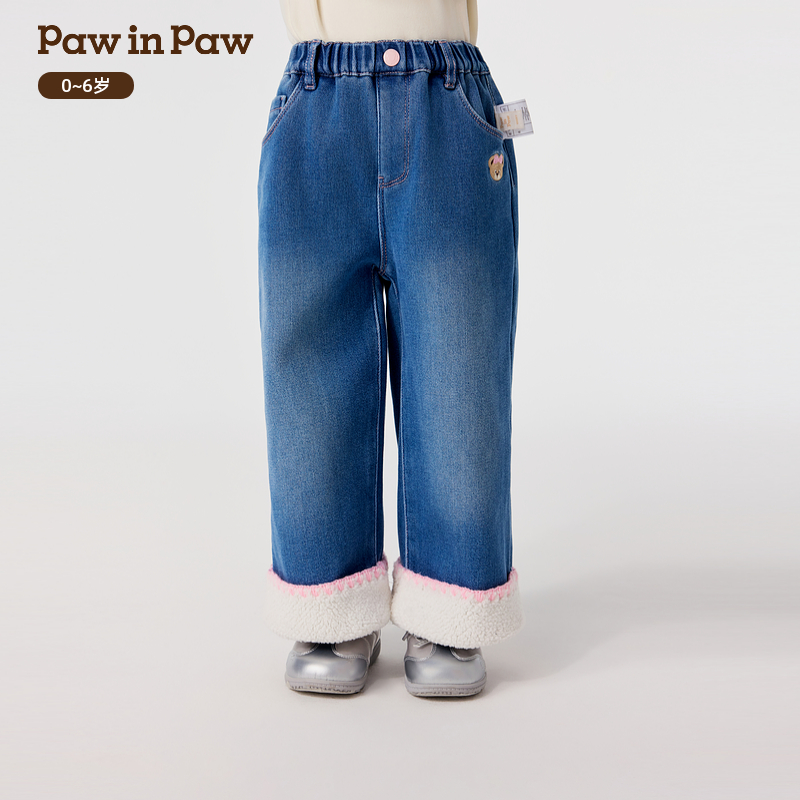 PawinPaw童装25年秋冬新款女宝加绒牛仔裤宽松保暖百搭PCTJF4V81E