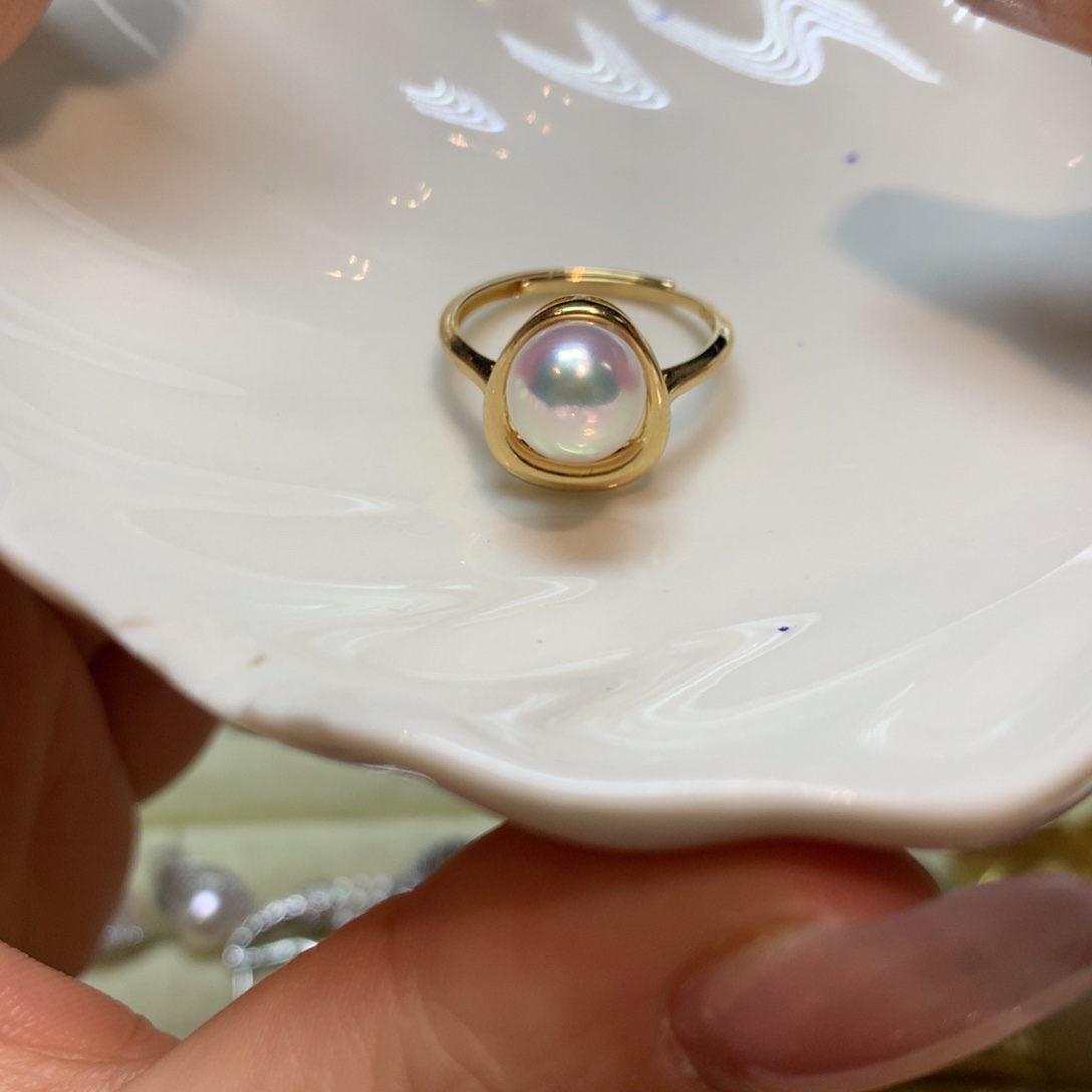 海水珍珠戒指银S925镶嵌