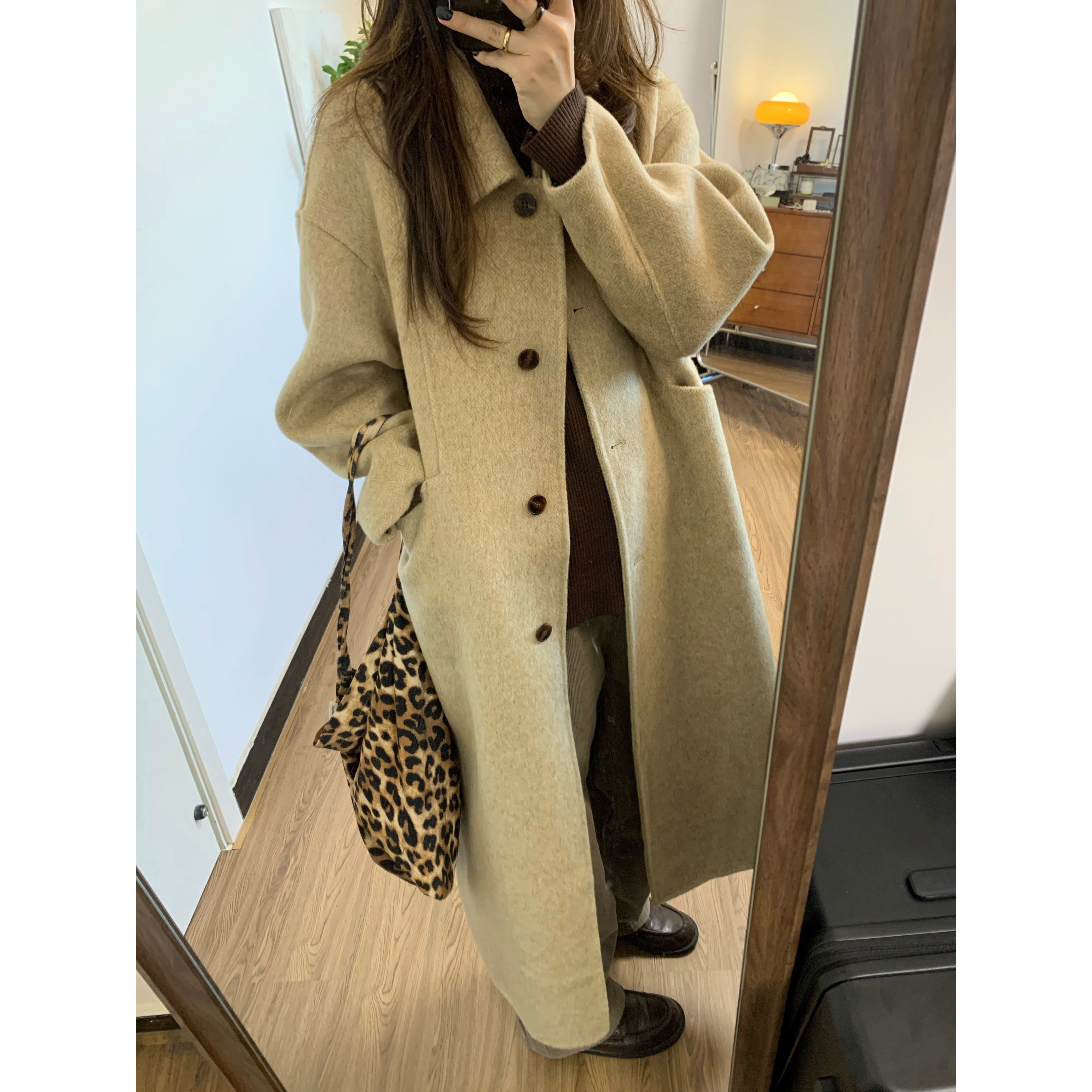 【样儿】2025年娃娃领双面羊毛大衣女装外套新款双面呢大衣韩版