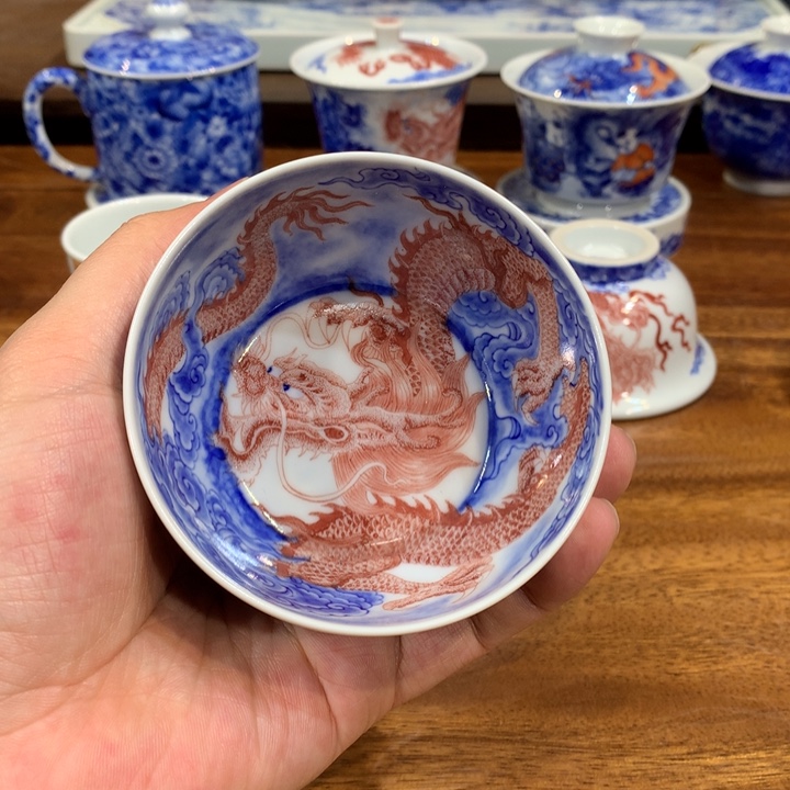 自成堂柴窑 青花釉里红