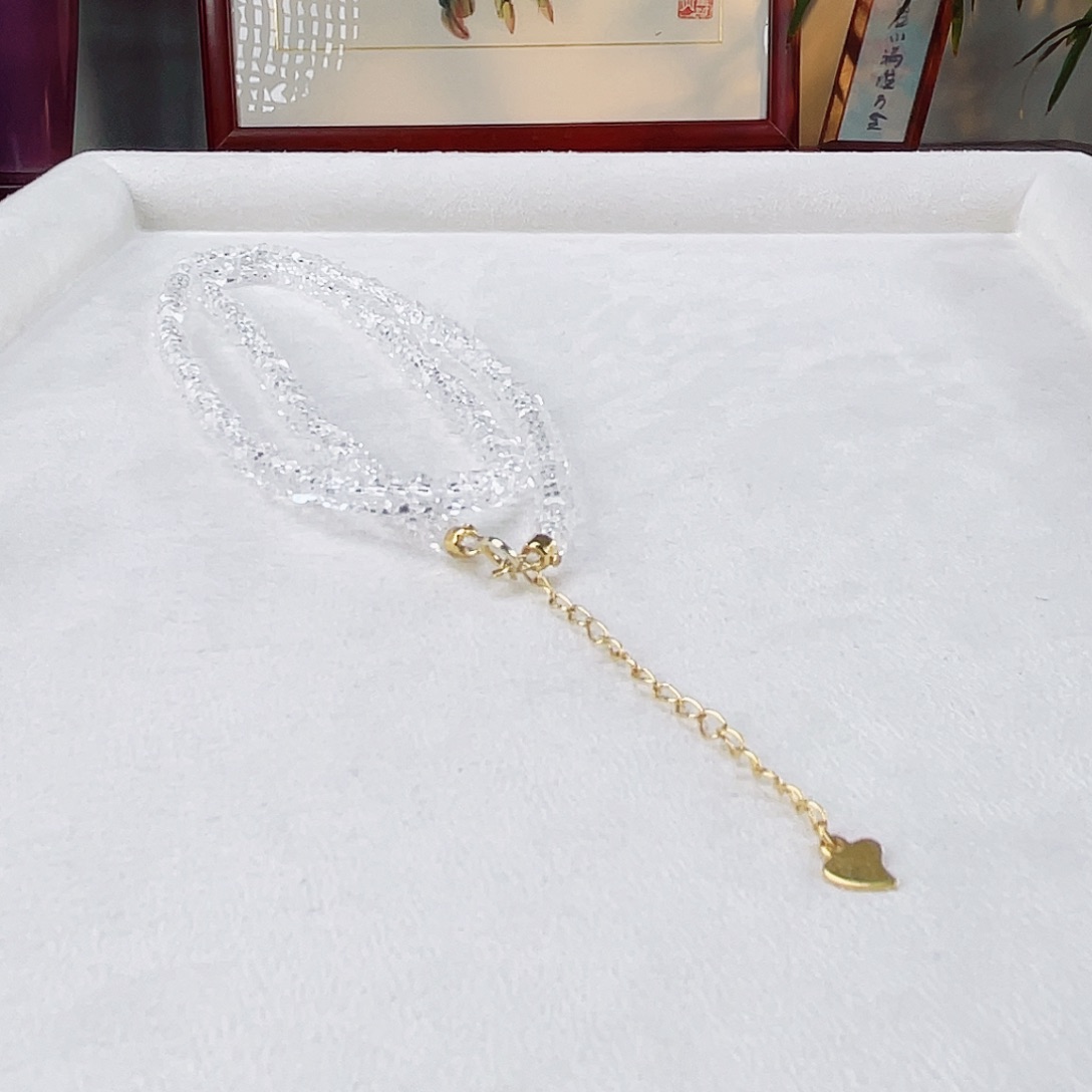 水晶颈饰银S925镶嵌水晶4.5