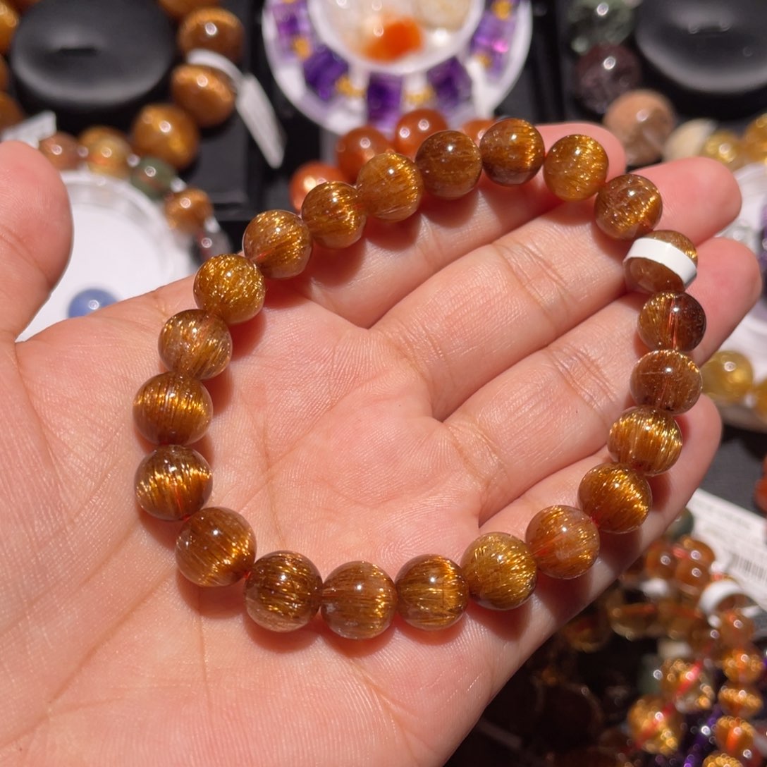 水晶手链未镶嵌嘟*铜顺发手链9mm左右