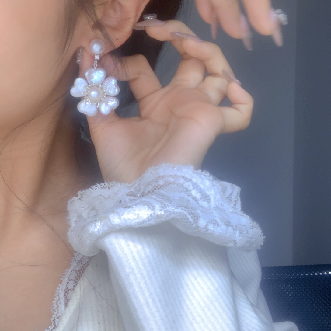 淡水珍珠耳饰银S925镶嵌