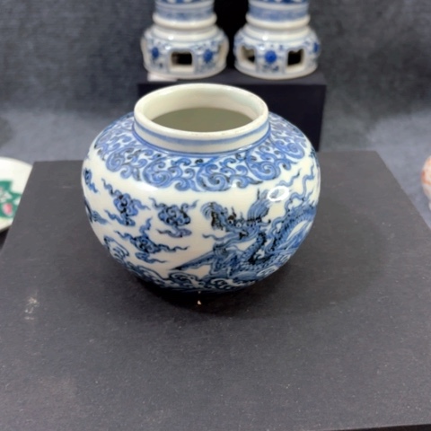 瓷片佰****批一个青花龙纹罐子