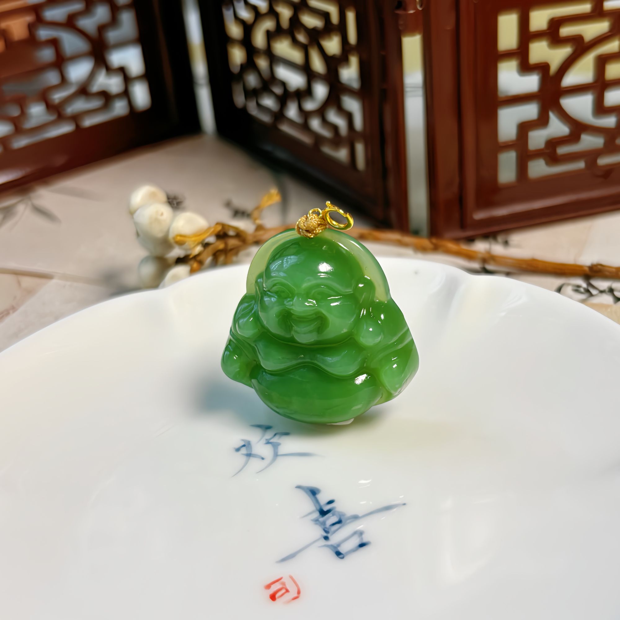 和田玉 俄料18k金大佛公 1255 多样式发一件