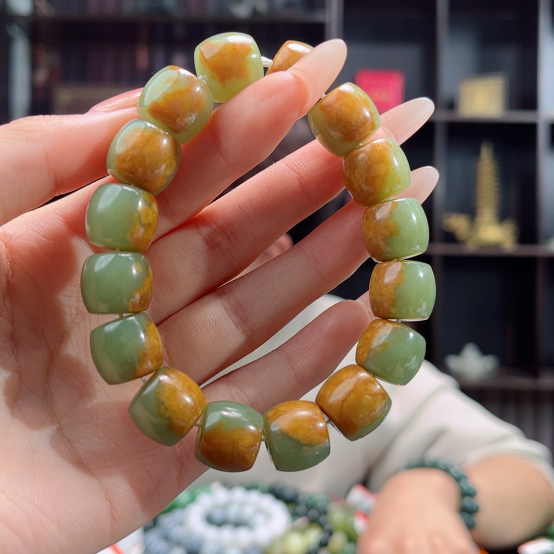 【闪购商品】和田玉手串未镶嵌纯天然辽宁鞍山河磨玉14mm