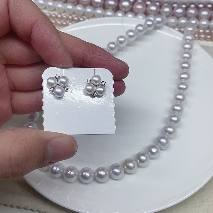 淡水珍珠耳饰银S925镶嵌无核