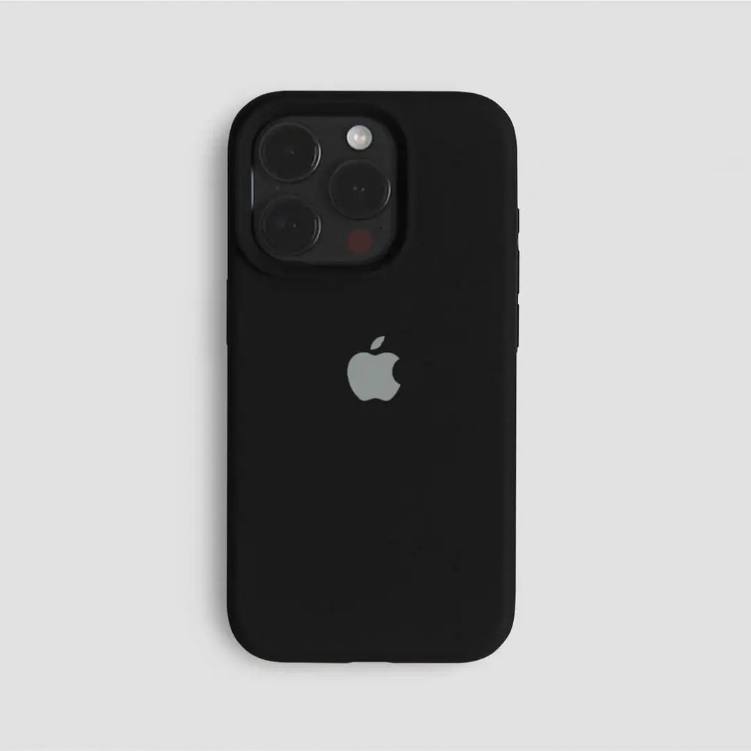 纯黑色适用苹果ins液态硅胶iPhone16pro全包15防摔14简约13保护套