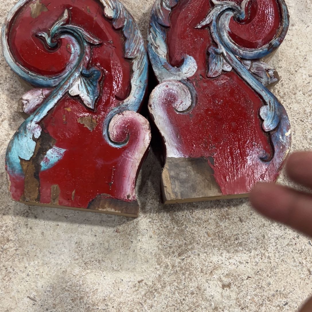 香榧木一对带彩双面工构建