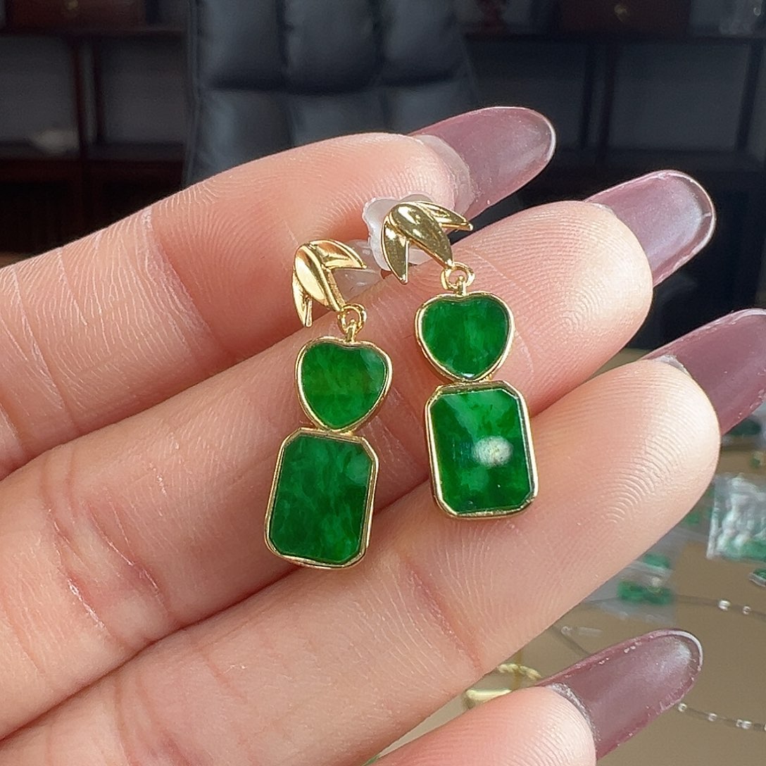 翡翠银S925镶嵌耳饰耳饰