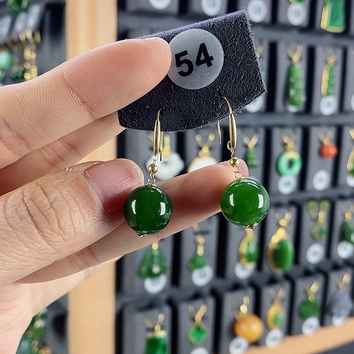 和田玉耳饰18K金镶嵌