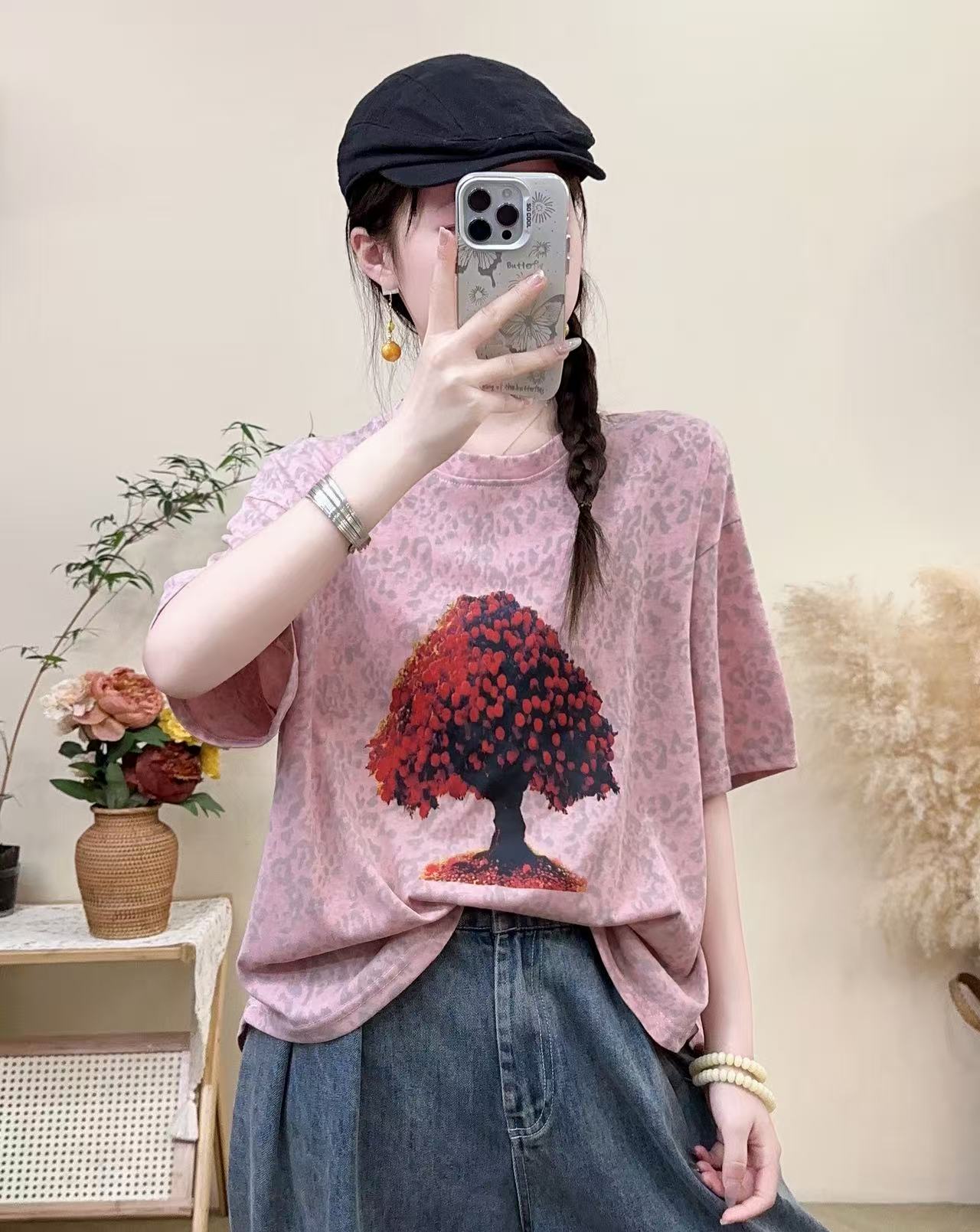 HY    豹纹发财树T恤