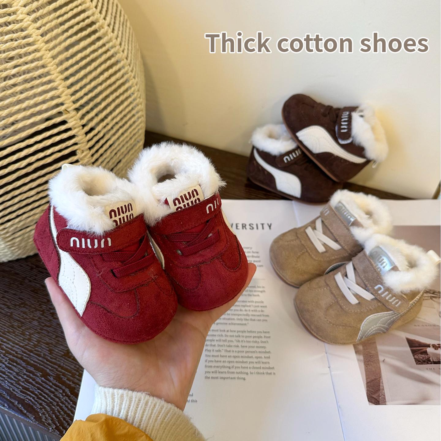 冬季加绒宝宝鞋0-2岁男女宝宝加厚防风保暖软底学步鞋