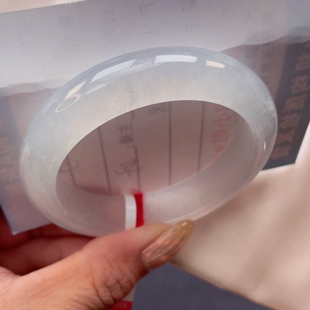 翡翠未镶嵌手镯清透 起光白月光52-53