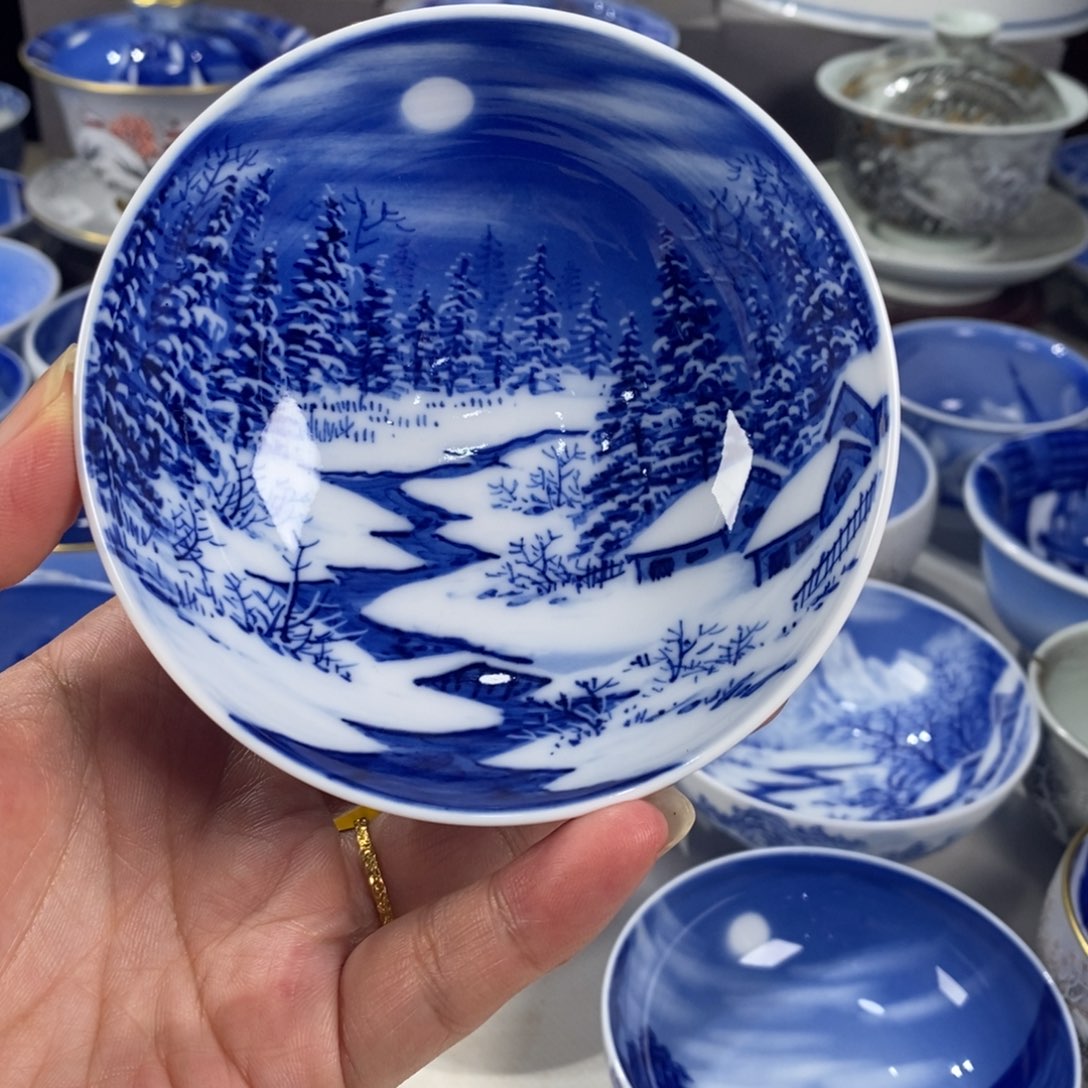 青花雪景主人杯杯