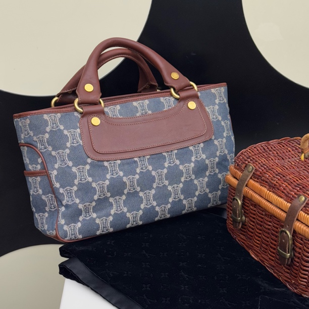 95新 Celine/思琳 觅时/凯旋门丹宁牛仔老花托特包/118725